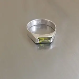 950 Silver Ring with Green Zircon - size 6.5