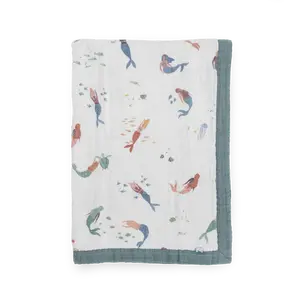Cotton Muslin Baby Quilt - Mermaids