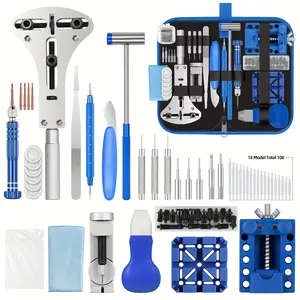 224 Pcs/set Watch Repair Kit, Professional Watch Repair Tool, Watch Battery Replacement Tool Kit, Professional Spring Rod Tool Kit, Strap Link Pin Tool Kit with Suitcase