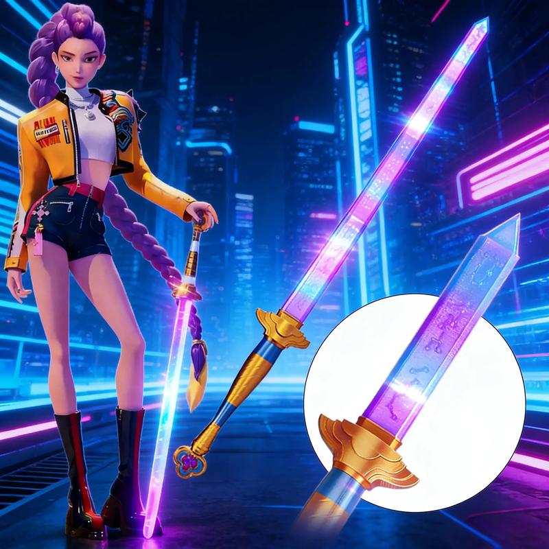 Demon Hunter Hight Quality Cosplay Rumi Sword With Symbol Outfits Prop Scalable Purple Long Sword Accessories Roleplay Prop Gift