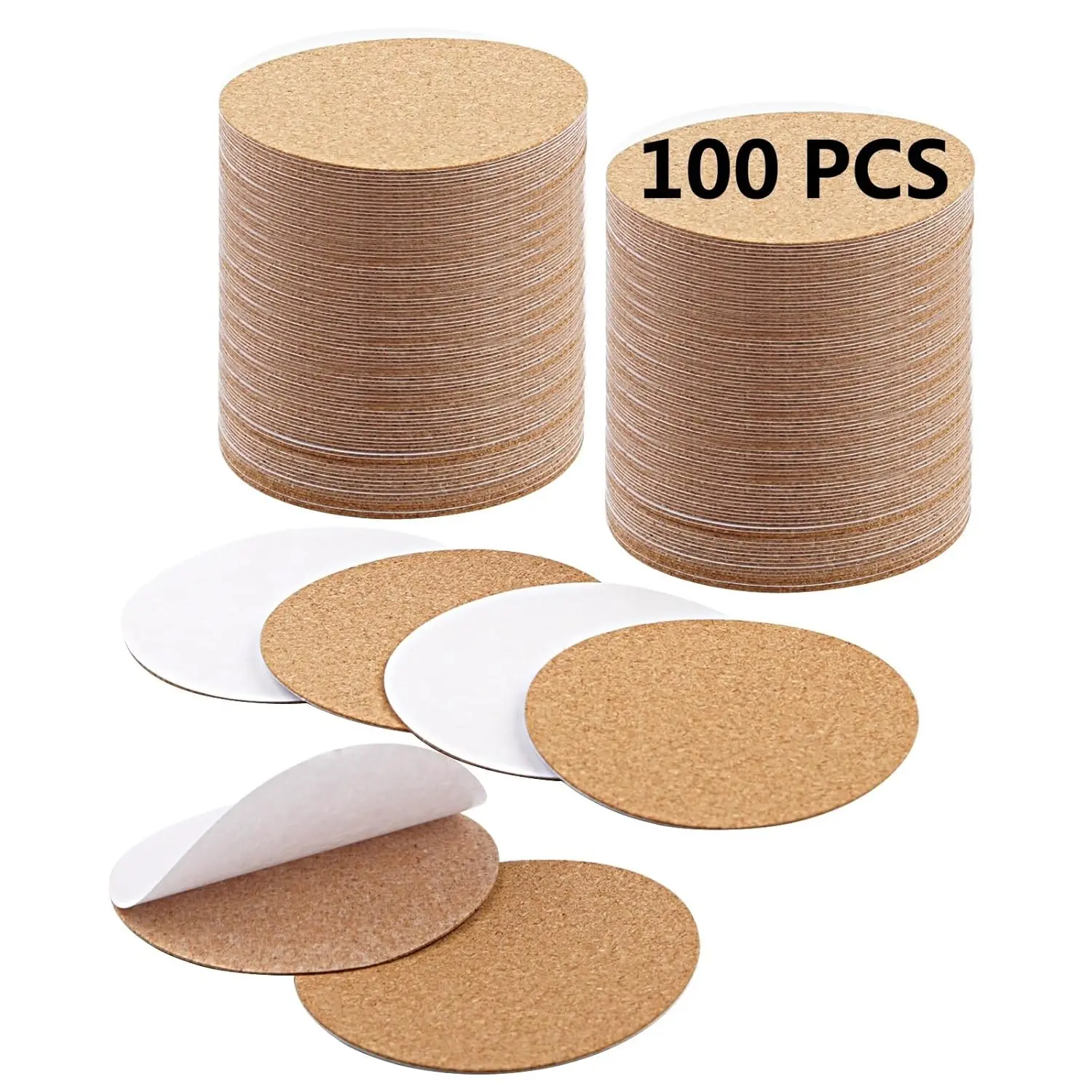 100 count self Adhesive Cork for Coasters Bulk,4 inches Coaster Bottoms self Adhesive,Round Coaster Backing with self Adhesive,DIY Crafts Drinks Cork Coasters
