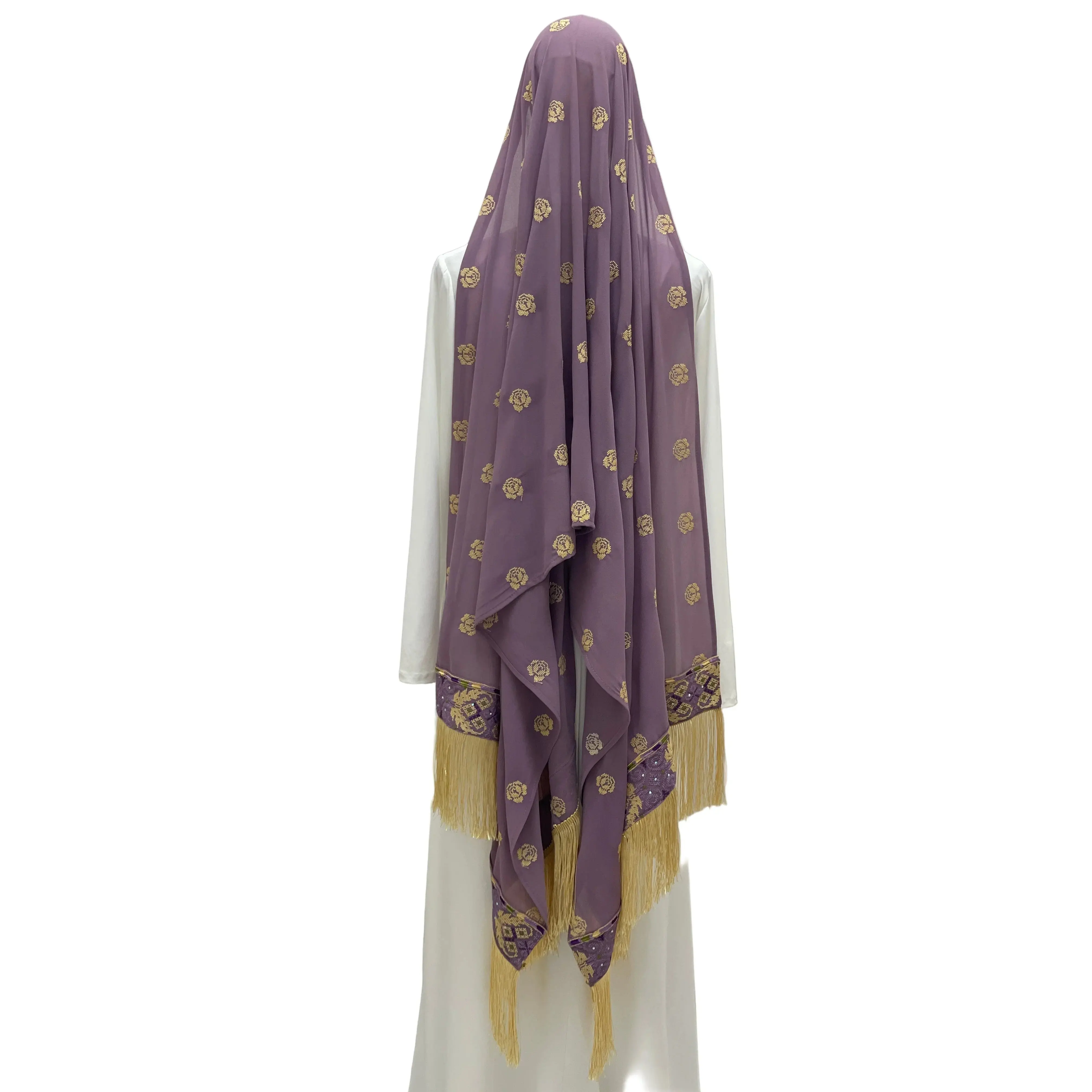 Light purple, ￼Embroidered Floral Khirka: Perfect For Any Occasion