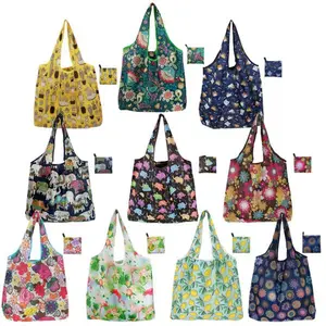 10 Pack Reusable Grocery Bags Foldable, Machine Washable Shopping Totes with Attached Storage Bag, Durable & Eco-Friendly for Supermarket, Travel, Camping
