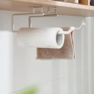 2Pcs Hook-Type Paper Towel Holder – Under Cabinet Roll Paper Storage Rack for Kitchen and Bathroom 11 Inch