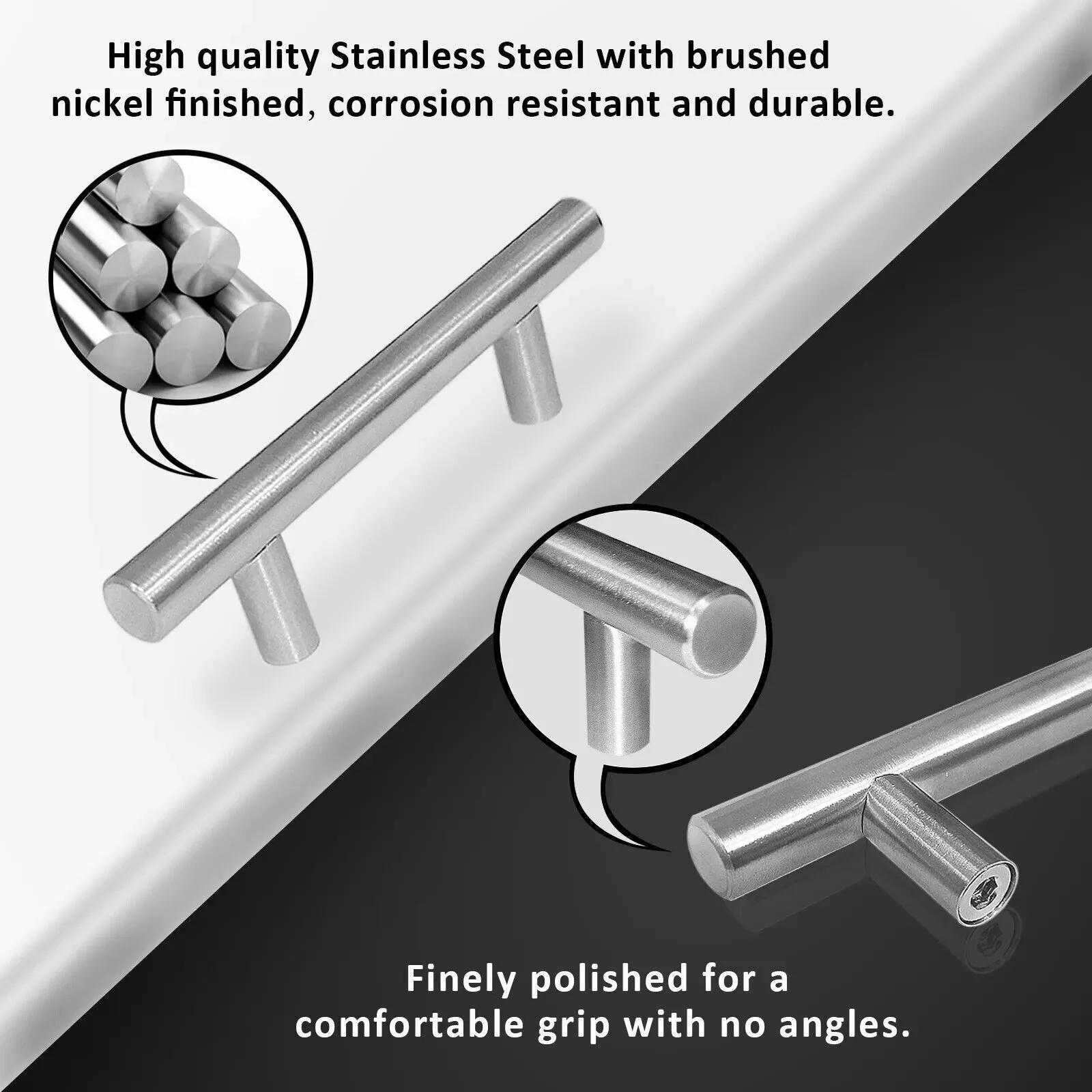 30-Piece Set of Brushed Nickel 5-Inch Kitchen Cabinet Pulls Stainless Steel Drawer T-Handles 3-Inch Hole Center Spacing Limited-Time Special Offer TikTokShopBlackFriday