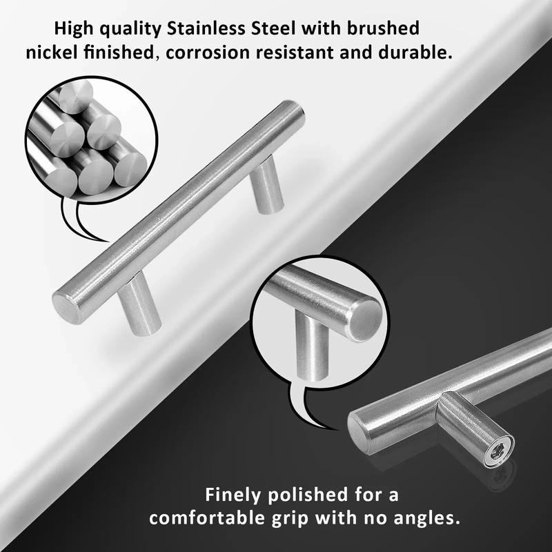 30-Piece Set of Brushed Nickel 5-Inch Kitchen Cabinet Pulls Stainless Steel Drawer T-Handles 3-Inch Hole Center Spacing Limited-Time Special Offer TikTokShopBlackFriday