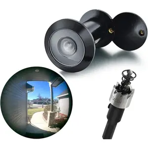 220- Solid Brass Peep Holes for Door with 16mm Drill Bit, 0.63 inch Door Peephole with , Compatible with Door Thick from /8" to 2-1/6", Matte Black Finish