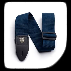 Ernie Ball Polypro Guitar Strap Navy 2" Wide Durable Webbing with Black Leather Ends & Adjustable Buckle 41" to 72" Length for Guitarists