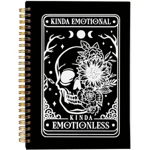 Floral Skull Halloween Notebook, Goth Gothic Notebook Journal, Witchy Journal, Goth Office Supplies, Spiral Notebook 5.5x8.3, Kinda Emotion Kinds Emotionless