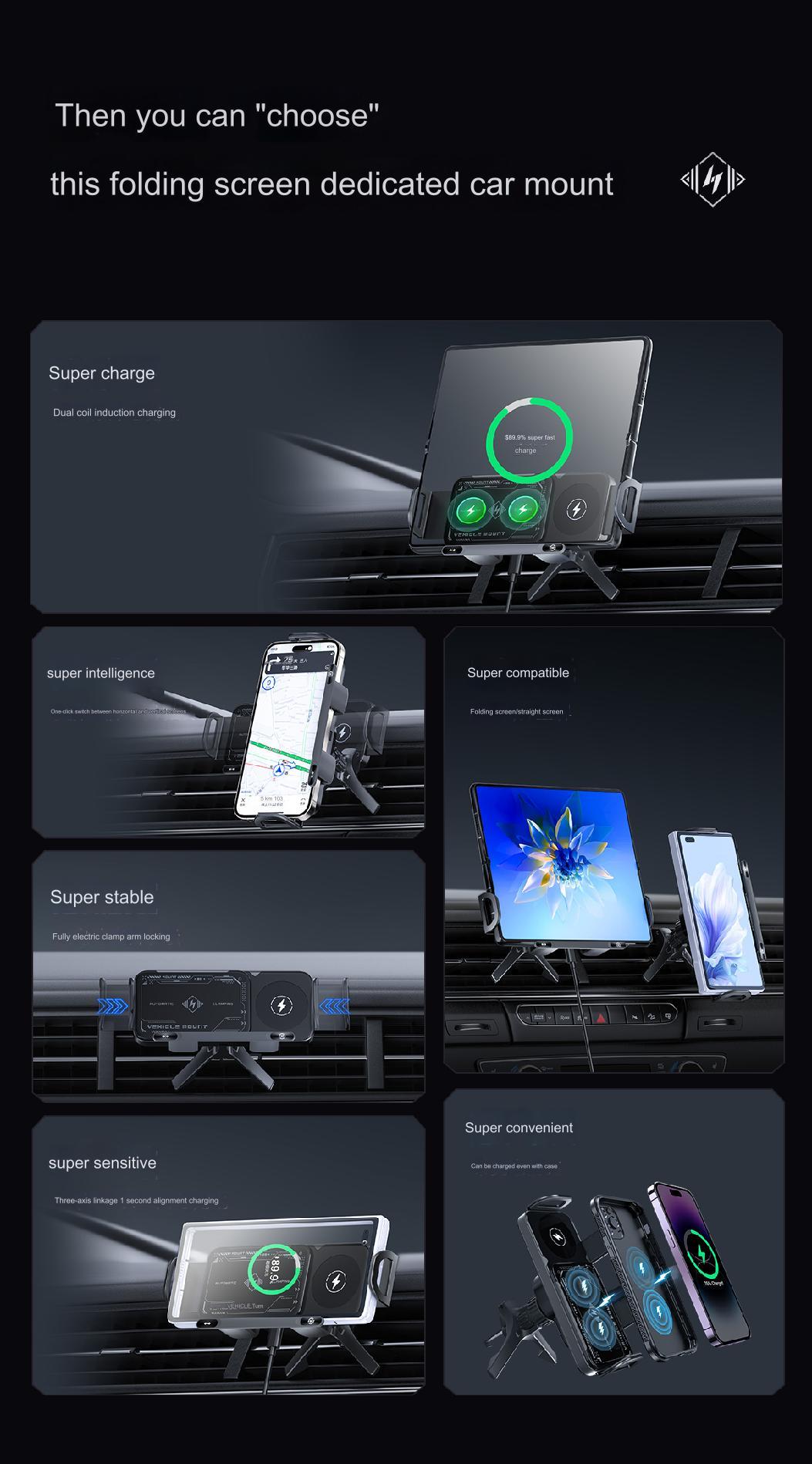 Car Vehicle Automatic phone holder, Phone Holder Car Gadgets for SmartphoneMount 15W wireless charger Phone Charging , 90-degree rotation, installed on car air center console, suitable for 6-7.2-inch mobile phones Car Vehicle Automatic phone holder, Phone Holder Car Gadgets for SmartphoneMount 15W wireless charger Phone Charging , 90-degree rotation, installed on car air center console, suitable for 6-7.2-inch mobile phones