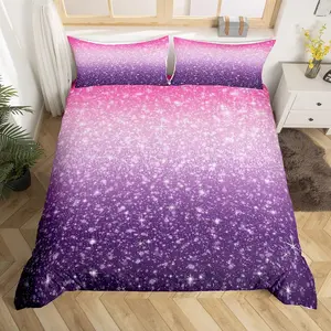 Feelyou Full Size Duvet Cover Set - Colorful Pink-Purple Fairy Dreamy Gradient, Decorative Bedroom Bedding Set, Full Size Bedspread (No Comforter), Decorative Bedding Set