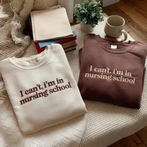 [MADE IN US] I Can’t I’m In Nursing School Embroidered Sweatshirt, Student Nurse Pullover, Future Nurse Crewneck Shirt, Nursing School Gift for Nurses