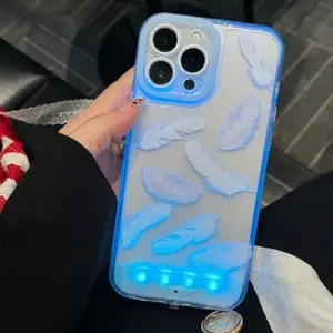 Voice-Controlled Glowing Feather Phone Case, Unique Call Light Design, Fits iPhone 13/14/15/16/17 Pro/Pro Max