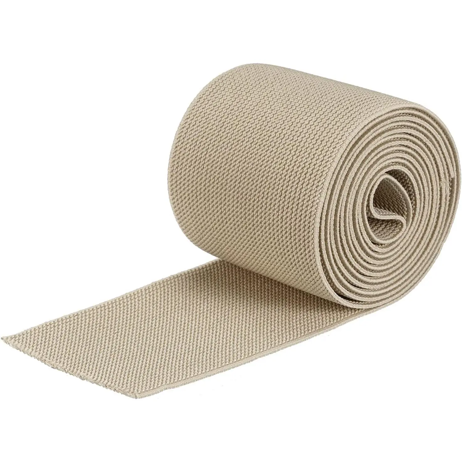 Twill Wide Elastic Band Double-Side 3 inch Flat 2 Yard Woven Elastic Band Knit Elastic Spool Heavy Stretch Strap Beige for Sewing, Waistband