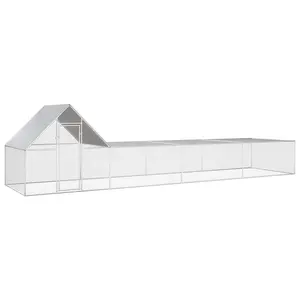 vidaXL Chicken Cage, Walk-in Chicken Coop, Chicken Pen, Poultry Cage for Hens Ducks Rabbits Small Animals Outdoor Backyard, Galvanized Steel 144558
