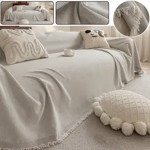 Classic Fringe Sofa Blanket, All-Season Pet-Friendly Couch Cover, Durable Protector for Living Room Bedroom Car, Sofa Couch Covers