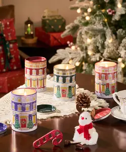 Best Xmas Gift Under $20  - Holiday Scented Candles -Gingerbread, Pine, Wine & Snow -70H Long Lasting Soy Wax