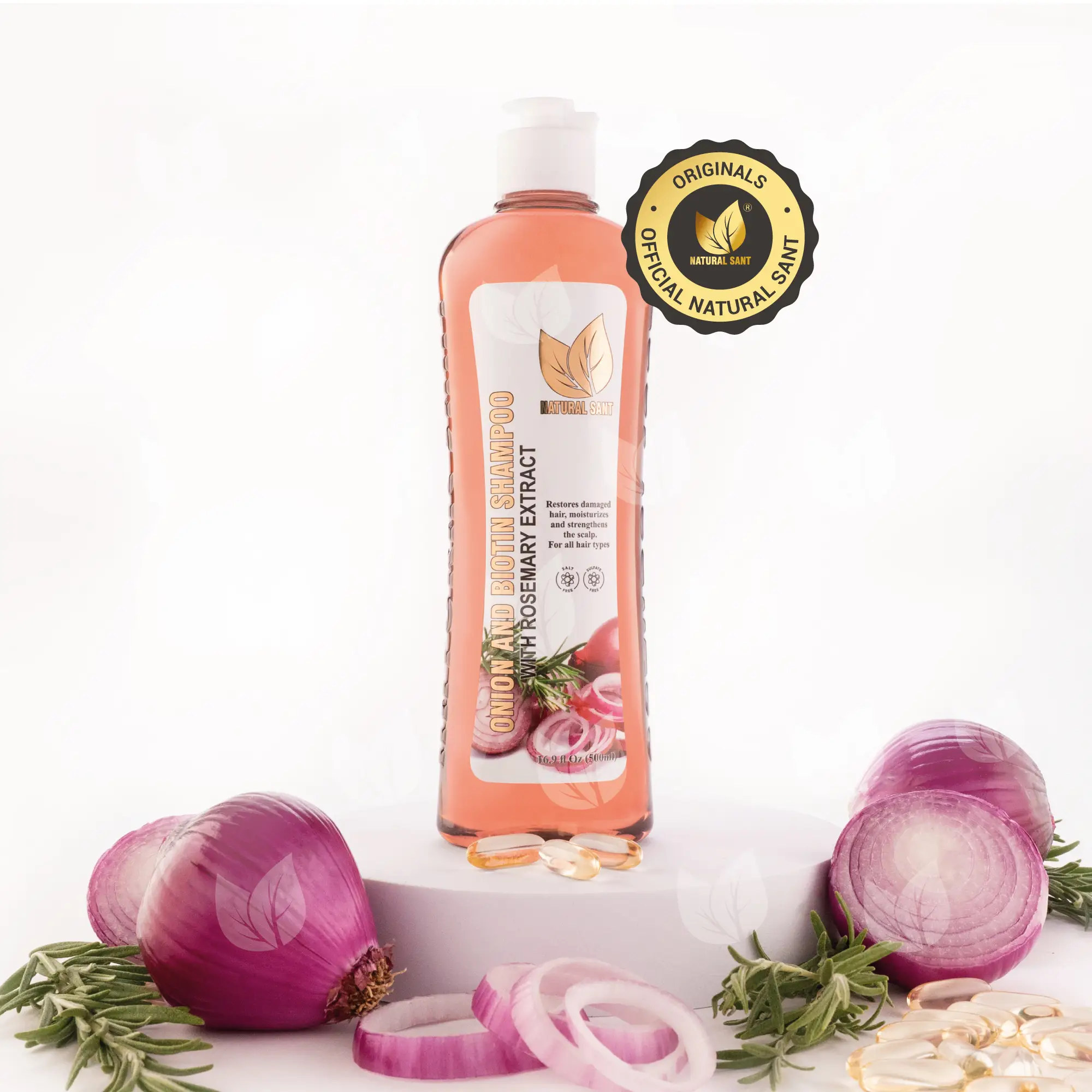 Natural Sant Onion, Rosemary and Biotin Shampoo for all hair types (16 flOz/500 ml)