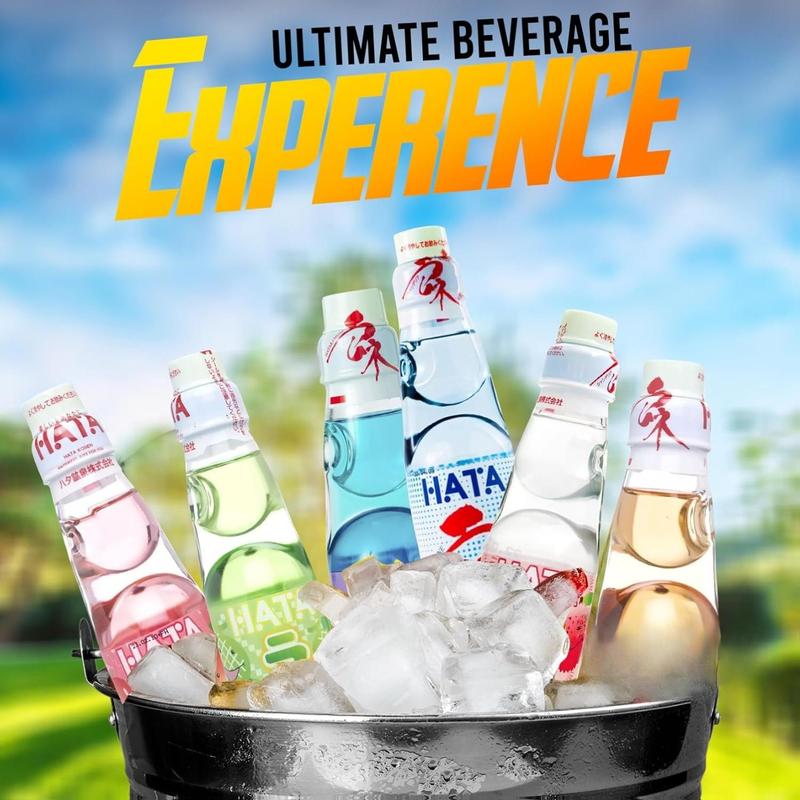 HATA Fusion Select Ramune Soda - Classic Carbonated Drinks - Fizzy Ramune Soda Drink from Japan in Codd-Neck Bottles with Marble Stoppers - 6.76 oz, 6-Pack Variety