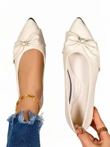 2026 Spring Summer New Pointed Toe Flat Shoes, Pearl Soft Leather Wrinkle Design, Anti-Slip Sole, Comfortable Women's Fashion Shoes
