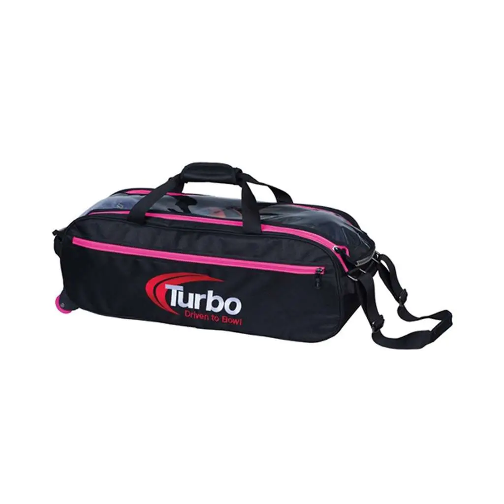 Slim Shape Turbo 3-Ball Pursuit Triple Tote Bowling Bag, Black/Pink, Bowling Gear