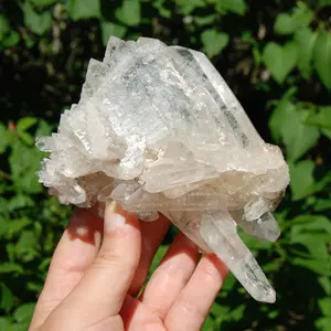 5.75" 1lb STUNNING Clear Quartz Crystal Cluster DT ET Stacked Tabby Chain Cluster Rosetta Stone Starbrary, Zambia zc2