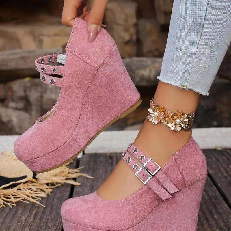 Women's Casual Wedge Heel Thick Sole Shoes, Style, Princess Comfort Fashion, Elegant, Stylish, Classy, High Heels, Suitable for Daily Wear and Special Occasions, Fashionable Wedge Shoes
