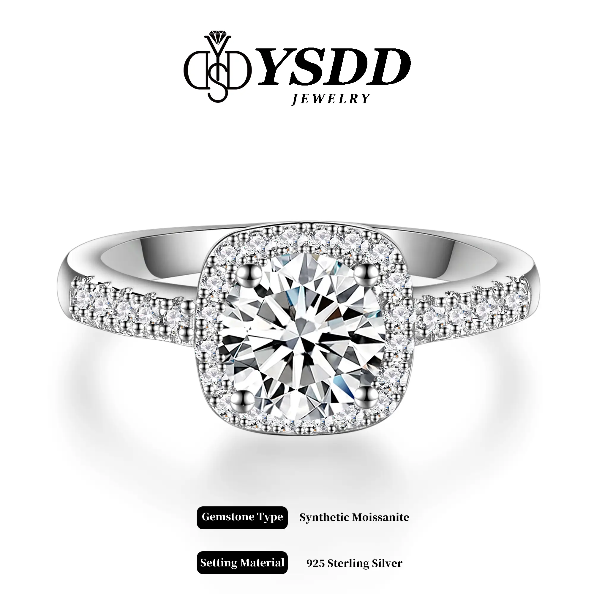 【#13 Classic】Solitaire Engagement Rings for Women Halo Ring Promise Rings for her 925 Sterling Silver for Women 0.5-2ct D Color VVS1 Clarity Synthetic