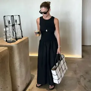 Aria Muse Women's Black Long Dresses 2026 Spring Sleeveless Elegant Dresses Fashion Casual Vintage Party Khaki Dresses Vestidos