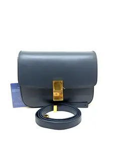 Pre-owned Celine Classic Box Shaped Small Calfskin Crossbody Bag 2019 Heritage Edition Gold Hardware Lambskin Lining Adjustable Strap