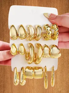 18pcs Women's Ring Earrings Set, Color-Resistant Eco-Friendly Ccb Material, Daily Wear Holiday Gift, High Value Choice, Earring Stacking Set, Stackable Earrings