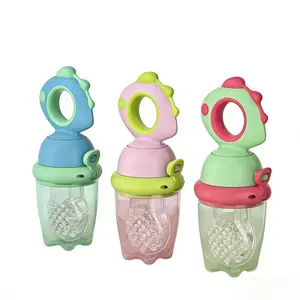 Dinosaur rotating push type baby fruit feeder, silicone feeder, food aid, fresh children's feeding tool, suitable for birthday and Easter gifts