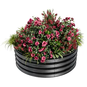 GARVEE Round Galvanized Raised Garden Bed – 2 x 1ft Metal Planter Box with Safe Rubber Edge, Rust &Corrosion Resistant, Open Bottom for Drainage – Easy Assembly – Silver, 1-Piece Set – Perfect for Vegetables, Fruits & Flowers – Compact & Durable for Patio