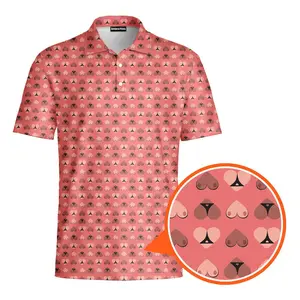 Heart Hip Golf Polo Golf Polo Shirt for Men Funny Print Short Sleeve Golf Shirts 5, Gif For Him A03