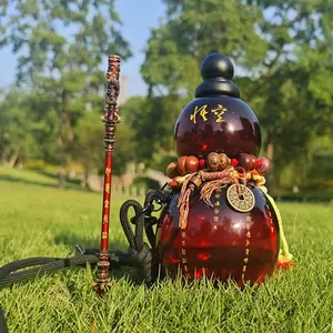 Gourd Water Bottle, 28Oz Gourd Style Clear Tritan Water Bottle (With Strap, Waist Rope, Cup Brush, Charm, DIY Sticker), Reusable Water Flask, Screw Top Leak Proof Sport Flask Jug (Gradient Black)