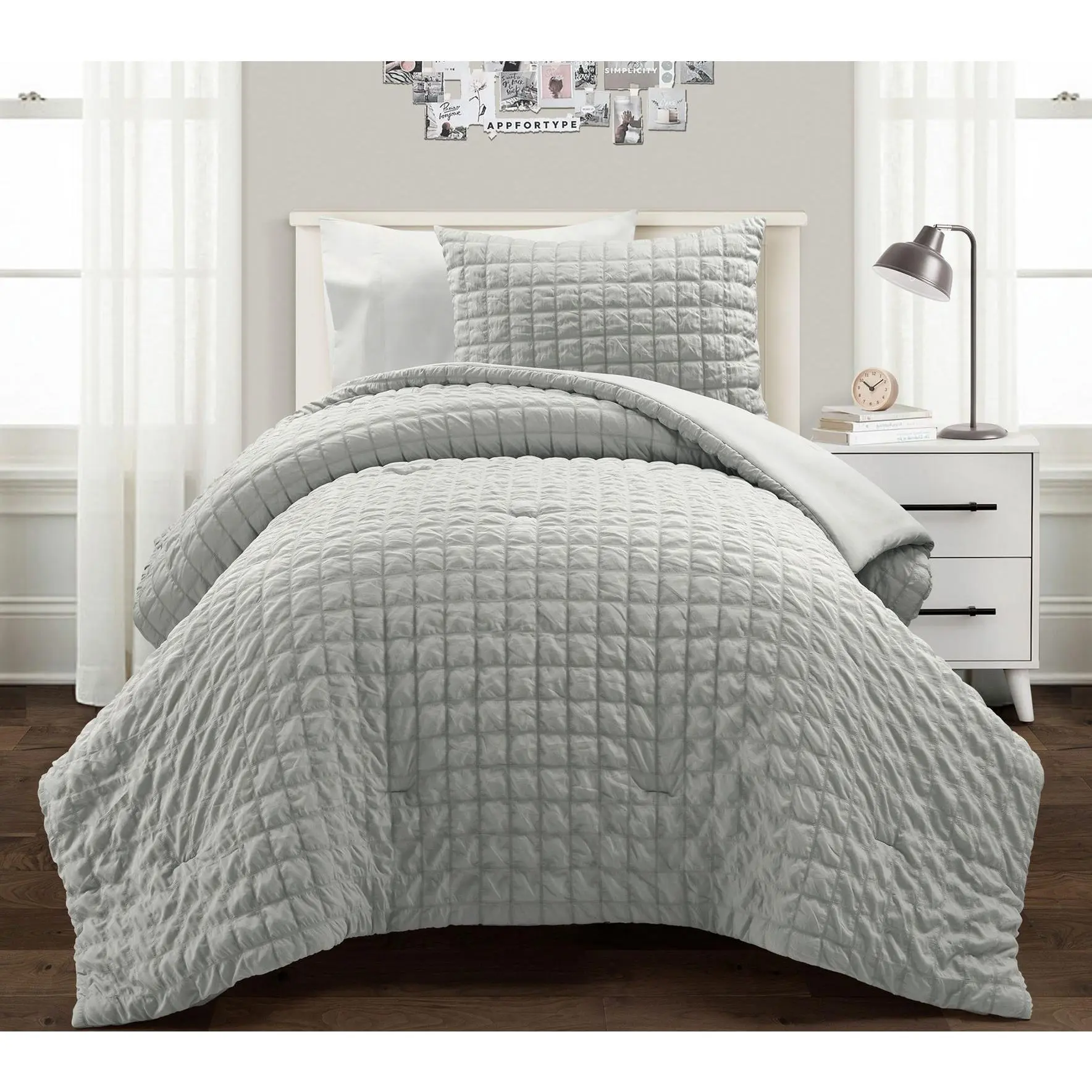 Lush Decor Crinkle Textured Dobby Comforter 2-Piece Twin XL