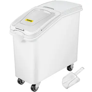 【Summervibes】VEVOR Ingredient Bin 21 Gallon with Scoop, 400-Cup Capacity Commercial Ingredient Bin Stackable, White Mobile Ingredient Bin for Kitchen Storage