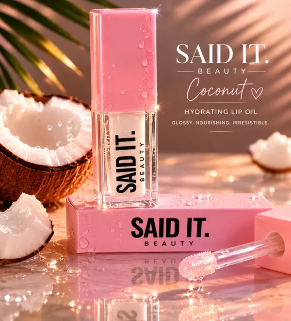 Luxury Transparent Coconut Lip Oil with Avocado-Hyaluronic Acid, Glossy Nourishing Daily Moisture-Boosting Lip Gloss for Skincare, Glowing Makeup, Hydrating, Hydrating Lipgloss, Glossy Lips