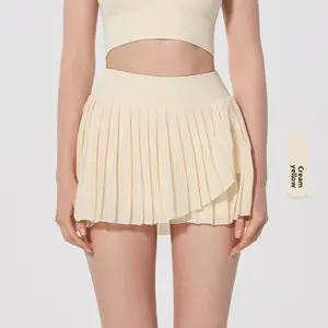 Summer pleated fitness yoga skirt, high-waisted, slimming, anti-glare, tennis, golf, running, sports short skirt for women