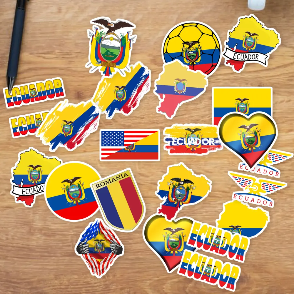 Stickers Pack 20 Pcs Ecuador Aesthetic Flag Bumper Car Luggage Guitar ...