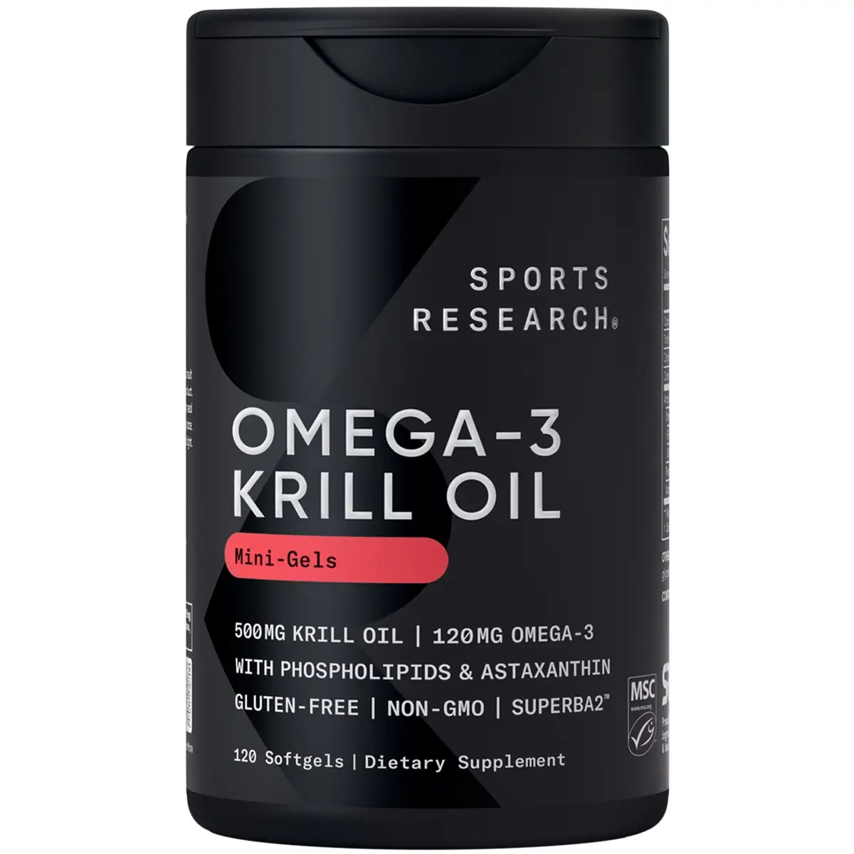 Sports Research Krill Oil Supplement with EPA & DHA Omega 3, Phospholipids & Astaxanthin from Antarctic Krill - Highest Concentration of Krill Oil for