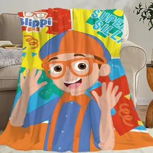 Cartoon TV B-Blippi Blanket Skin Friendly Comfort Warm Soft Plush Blanket Suitable Sofa Living Room Office Bedroom