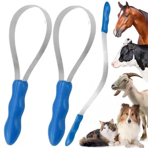 Dual-Sided Shedding Blade Dog Hair Brush - Stainless Steel Grooming Tool for Horses, Cattle, Sheep with Comfort Grip - Fine & Coarse Teeth for Long and Short Hair (2 Pcs)