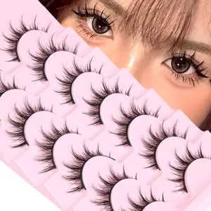 7 Pairs Manga Lashes Collection - Ultra-Natural, 3D Volume, Wispy, Fluffy, Spiky, Anime-Style, Cosplay-Ready Eyelashes with Individual Cluster Design - Korean & Japanese Inspired, Reusable