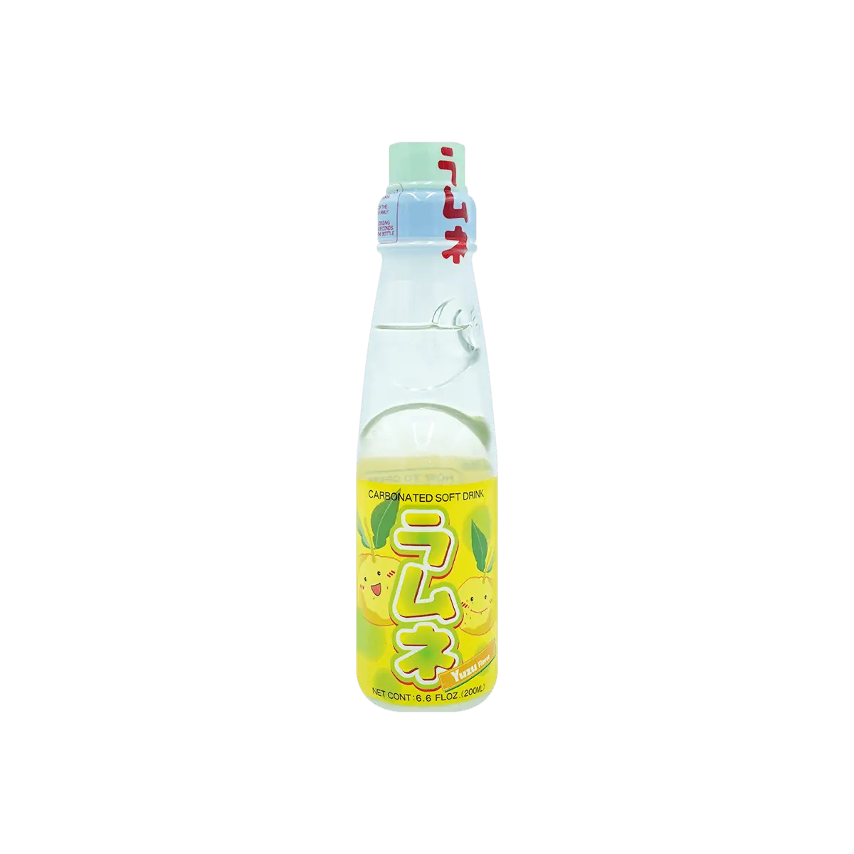 HATAKOSEN Japanese Ramune Soda - Yuzu Flavor, 200ml Bottle - Classic Marble Soda Drink for Refreshment
