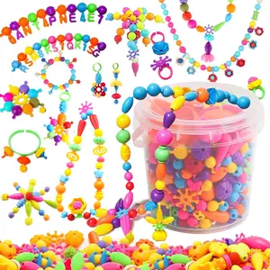 Pop Beads Making Kit, DIY Mix Beads Bead Assortment Craft Set for Girls Aged 3+, Bracelets Necklaces Rings, Christmas Halloween Gift Ideas