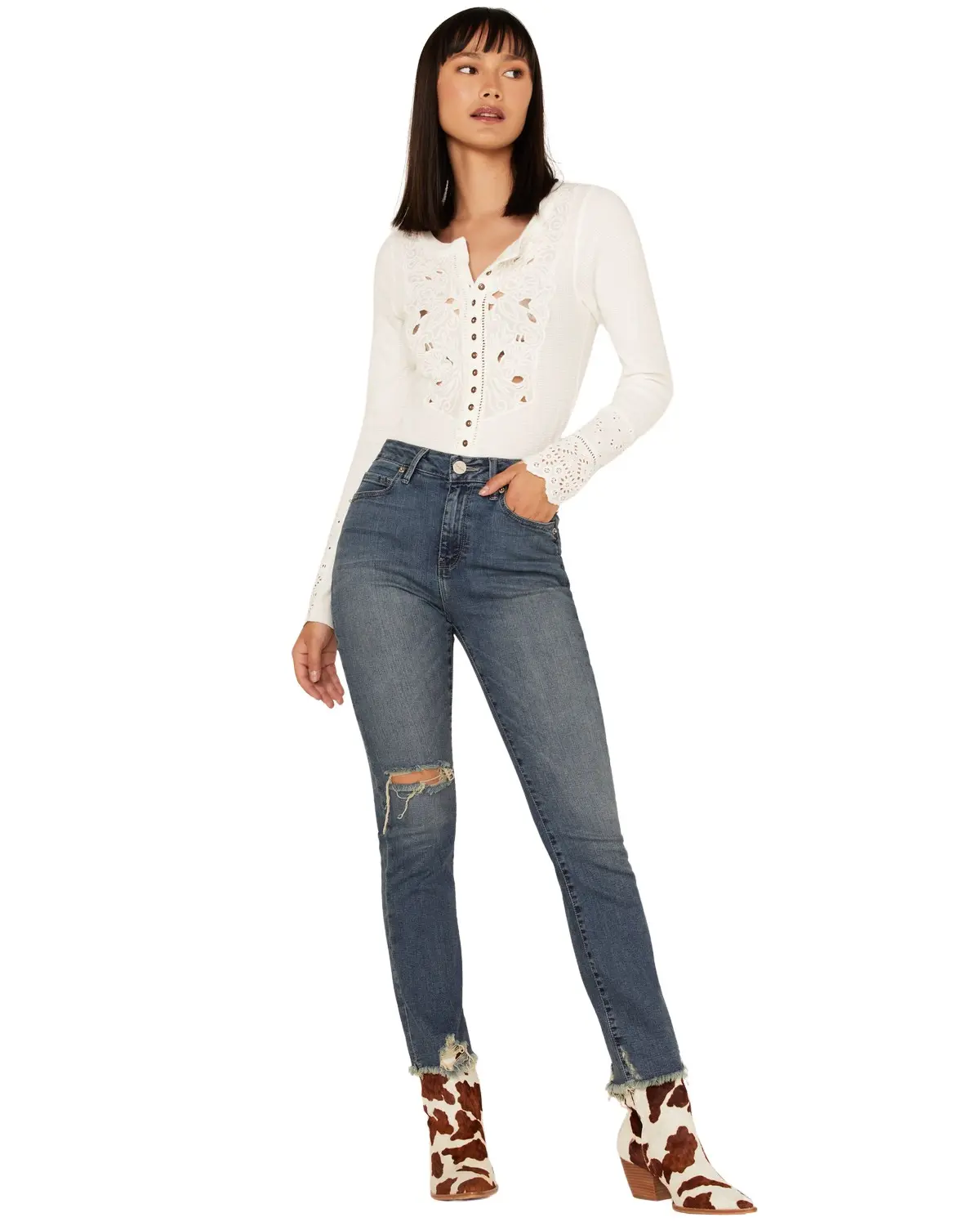 Lola Women's Women'S Kate Medium Wash High Rise Straight Jeans - Kate-Rcb