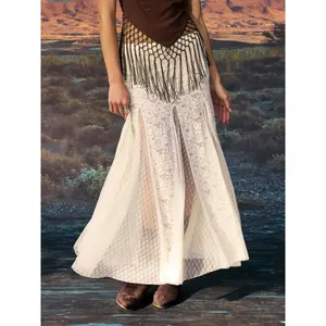 Cider Lace Low Rise Flared Maxi Skirt