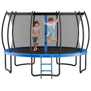 VEVOR Outdoor Trampoline, 15FT Recreational Trampoline, ASTM Approved Trampolines with Enclosure Net & Thickened Pad, Max 470 lbs Weight Capacity, Anti-Rust Backyard Trampolines for Kids & Adults, Steel Frame, Rust Proof