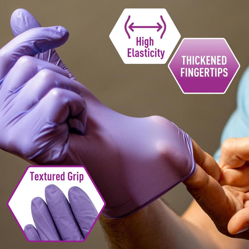 MedPride Powder-Free Nitrile Exam Gloves Iris Blue Medium - 100 Count Disposable Latex-Free Gloves Textured Fingertips Puncture-Resistant Beaded Cuff for Tattoo Artists Law Enforcement Medical Food Prep Cleaning